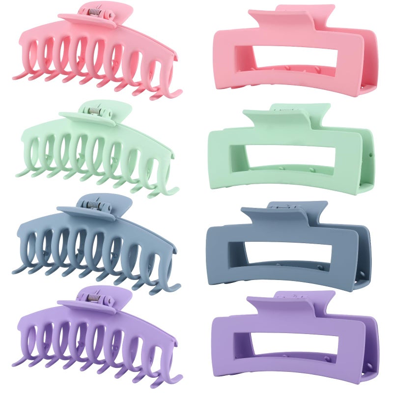 LuSeren Colorful Hair Claw Clips for Girls  43 Inch Cute Matte Claw Clips in Pastel Green Pink Blue  Purple  Lightweight Strong Hold Hair Accessories for Teens  Women